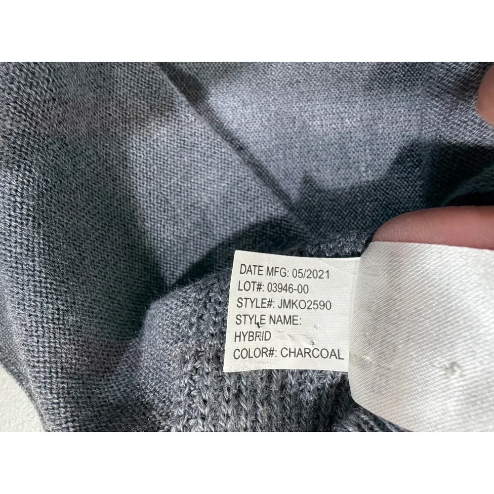 Johnnie O Hybrid 1/4 Zip Prep Performance Pullover Medium Gray Merino Blend READ